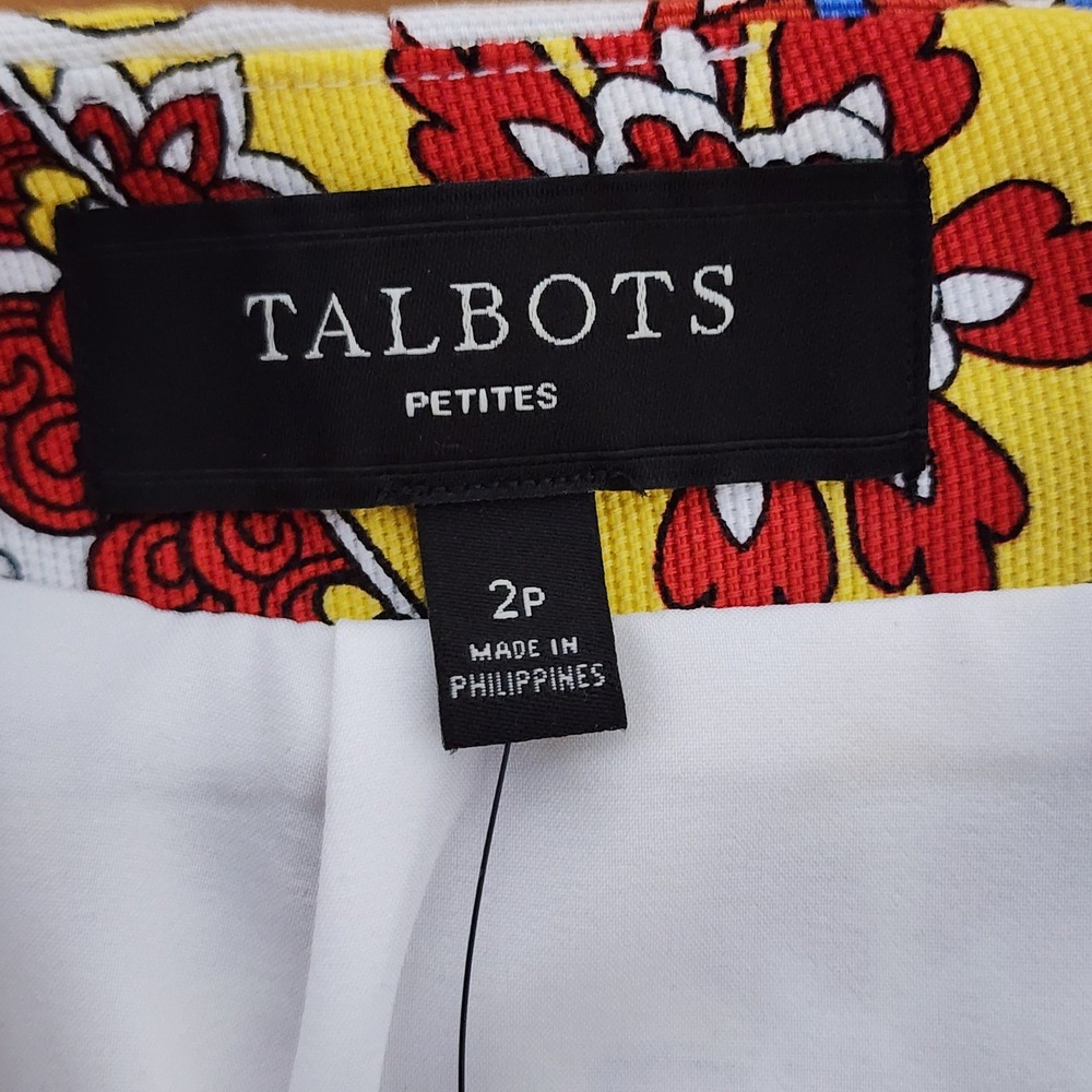Talbots Pencil Skirt Womens 2P Red Blue Yellow Paisley Lyocell Blend Career NEW - Picture 8 of 9